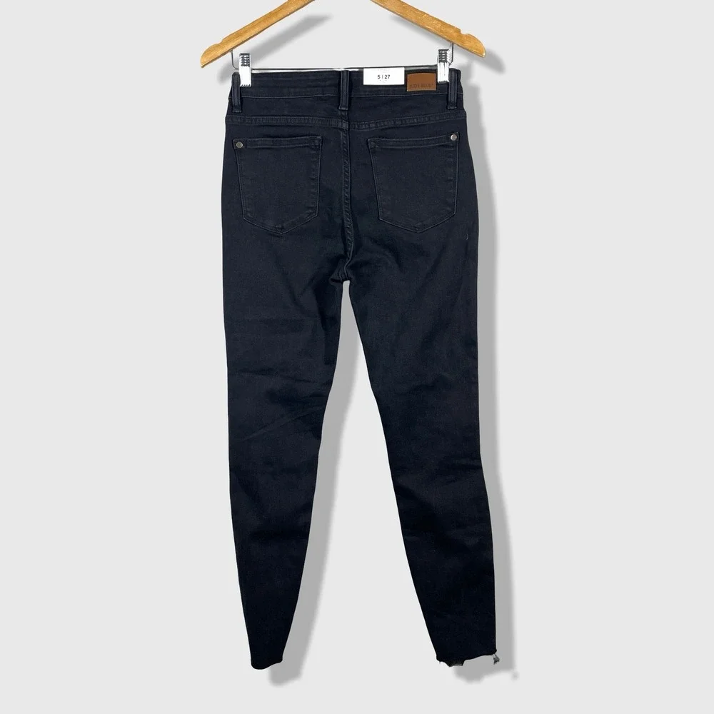 Judy Blue Skinny Jeans Womens 5/27 Black Distressed Leopard Patch Mid‎ Rise